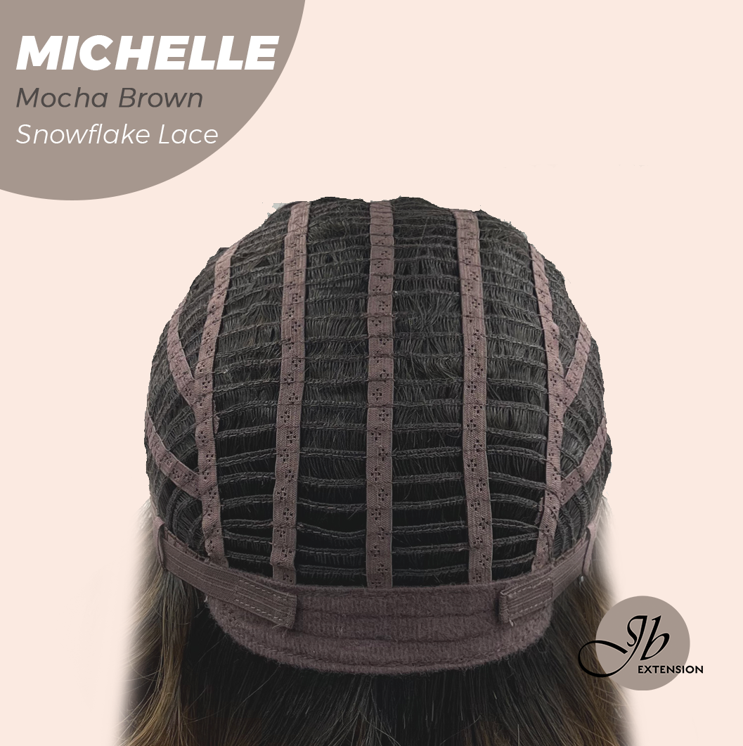 JBEXTENSION 10 Inches Mocha Brown Pre-Cut Side Part Snowflake Lace Frontlace Glueless Wig MICHELLE MOCHA BROWN【BENDY EAR TABS】