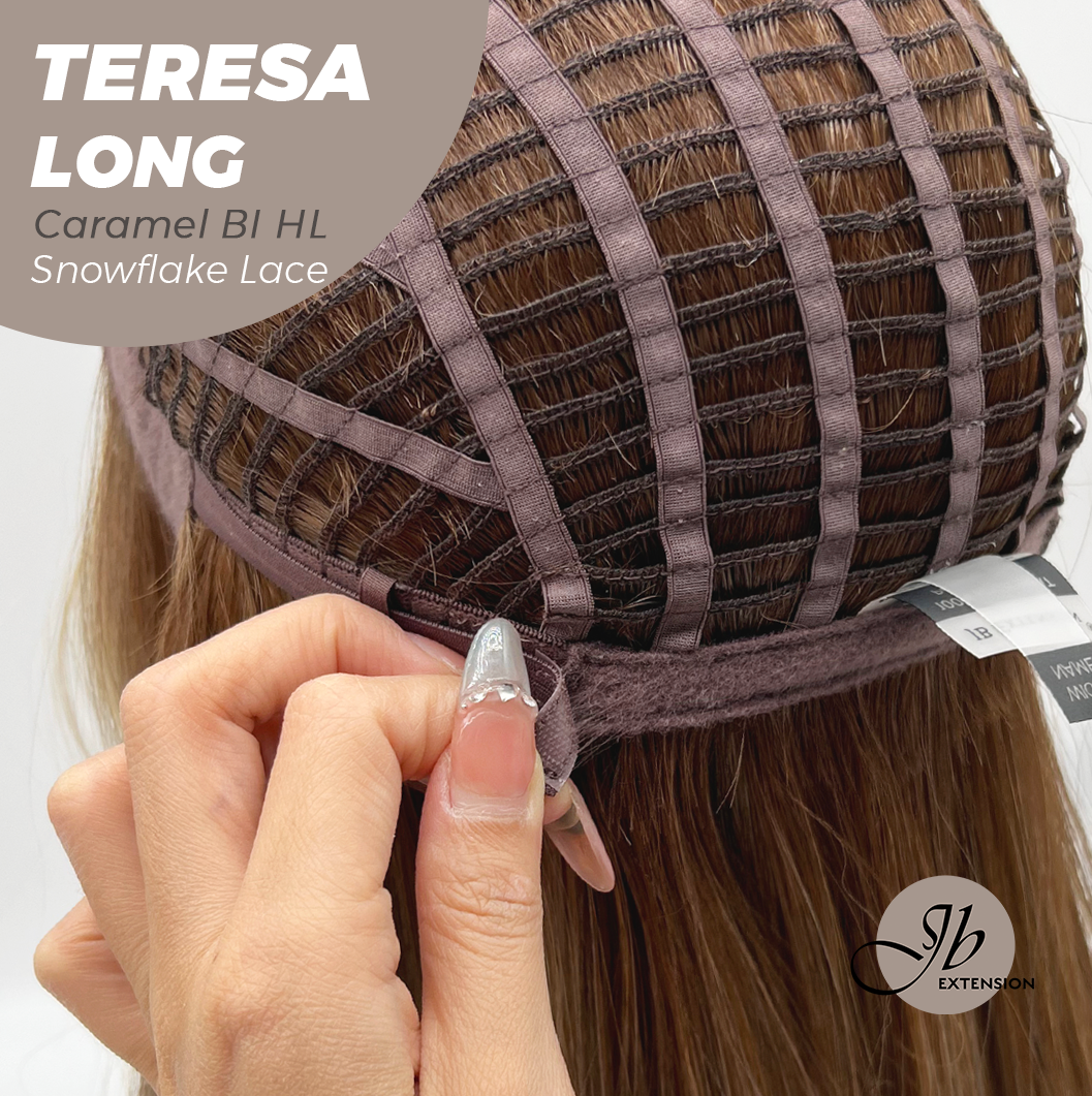 [PRE-ORDER] JBEXTENSION 22 Inches Long Caramel Blonde Highlight Pre-Cut Snowflake Lace Frontlace Glueless Wig TERESA LONG CARAMEL BLONDE HIGHLIGHT【PERMATEASE】【BENDY EAR TABS】