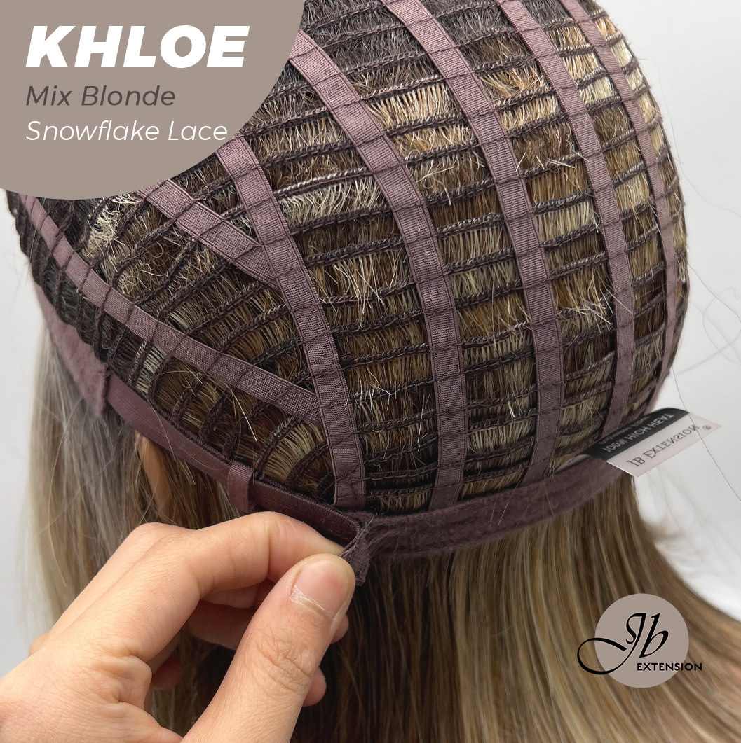 JBEXTENSION 12 Inches Bob Cut Mix Blonde Pre-Cut Snowflake Lace Frontlace Glueless Wig KHLOE MIX BLONDE【PERMATEASE】【BENDY EAR TABS】