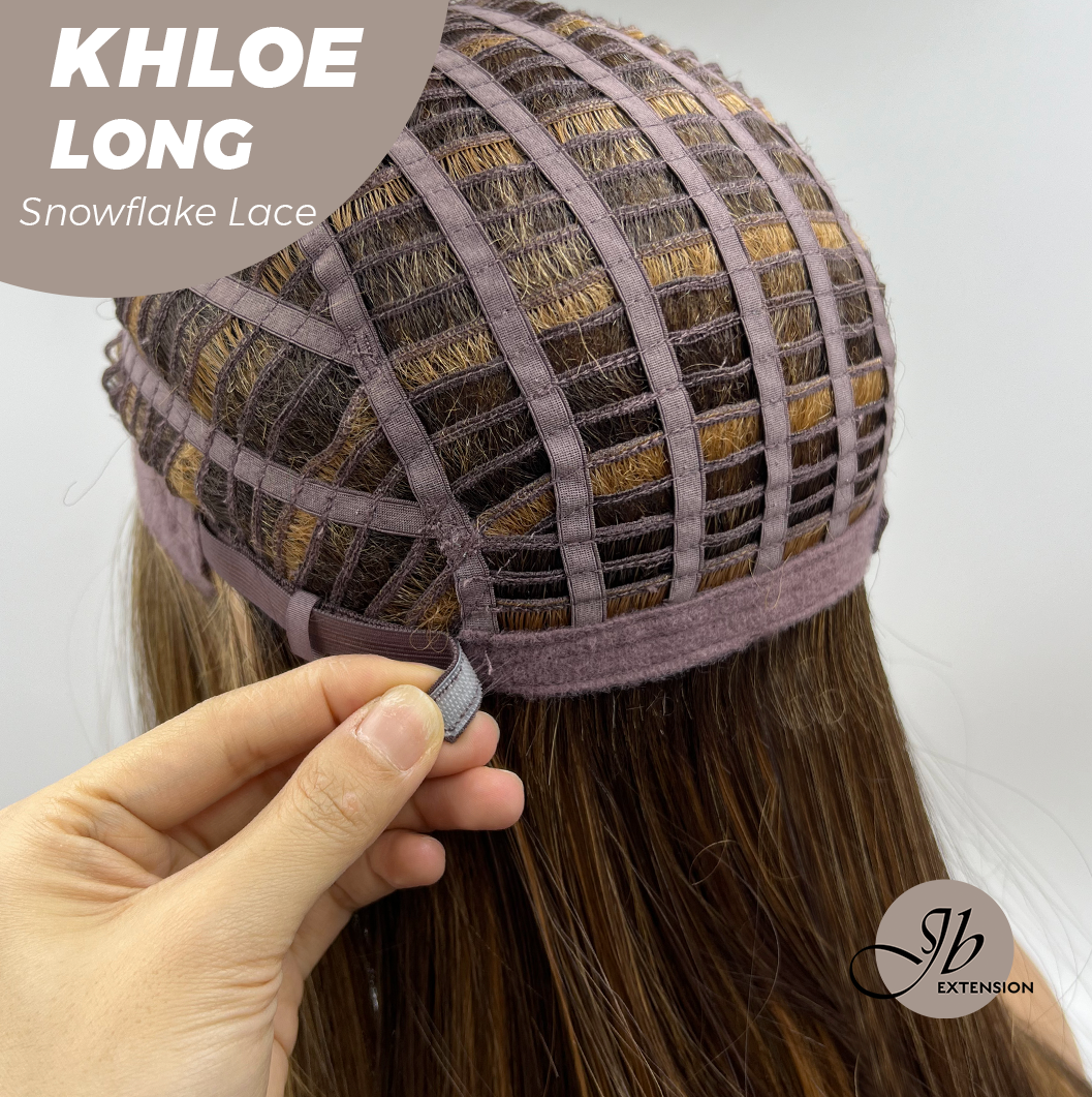 JBEXTENSION 18 Inches Caramel Pre-Cut Snowflake Lace Frontlace Glueless Wig KHLOE LONG【PERMATEASE】【BENDY EAR TABS】