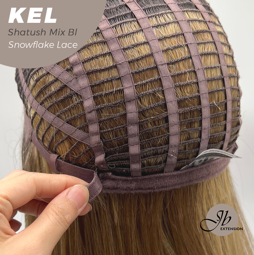 JBEXTENSION 22 Inches Shatush Mix Blonde Pre-Cut Snowflake Lace Frontlace Glueless Wig KEL SHATUSH MIX BLONDE【PERMATEASE】【BENDY EAR TABS】