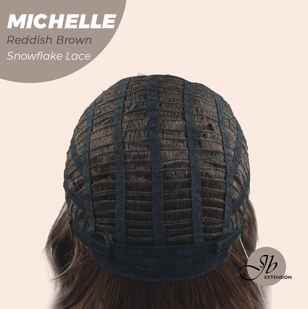 JBEXTENSION 10 Inches Reddish Brown Pre-Cut Side Part Snowflake Lace Frontlace Glueless Wig MICHELLE REDDISH BROWN【BENDY EAR TABS】
