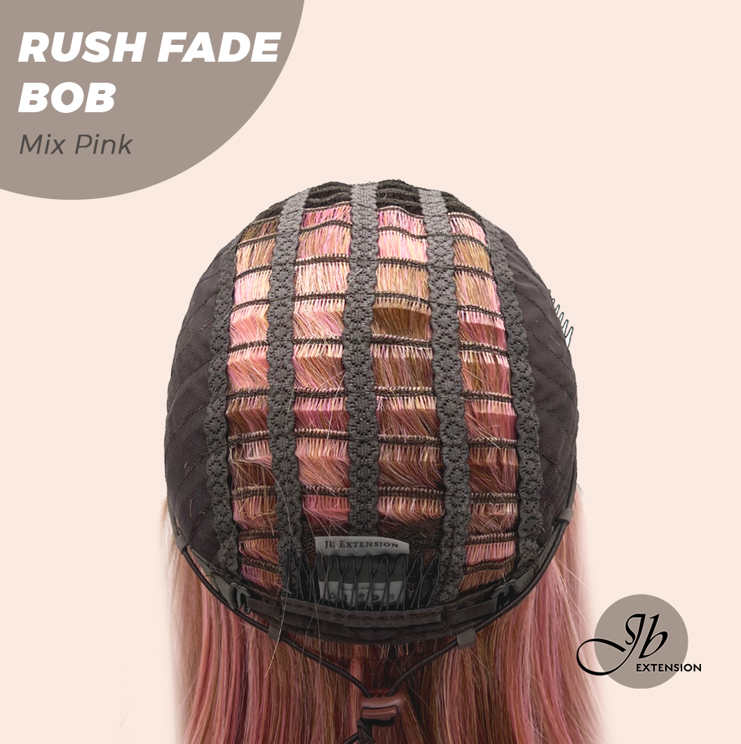 JBEXTENSION 12 Inches Short Hair Mix Pink Headband Wig RUSH FADE BOB - MIX PINK