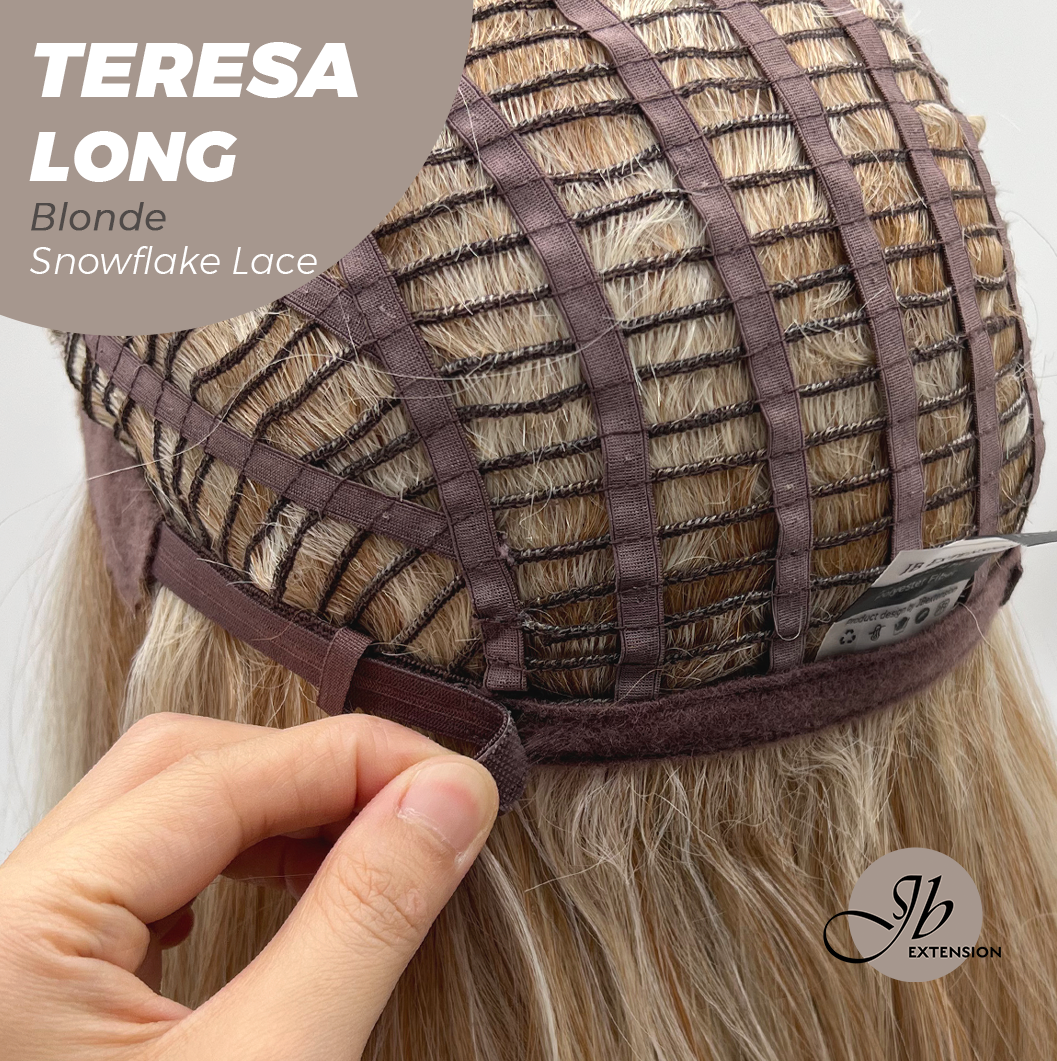 JBEXTENSION 22 Inches Long Blonde Pre-Cut Snowflake Lace Frontlace Glueless Wig TERESA LONG BLONDE【PERMATEASE】【BENDY EAR TABS】- S/M