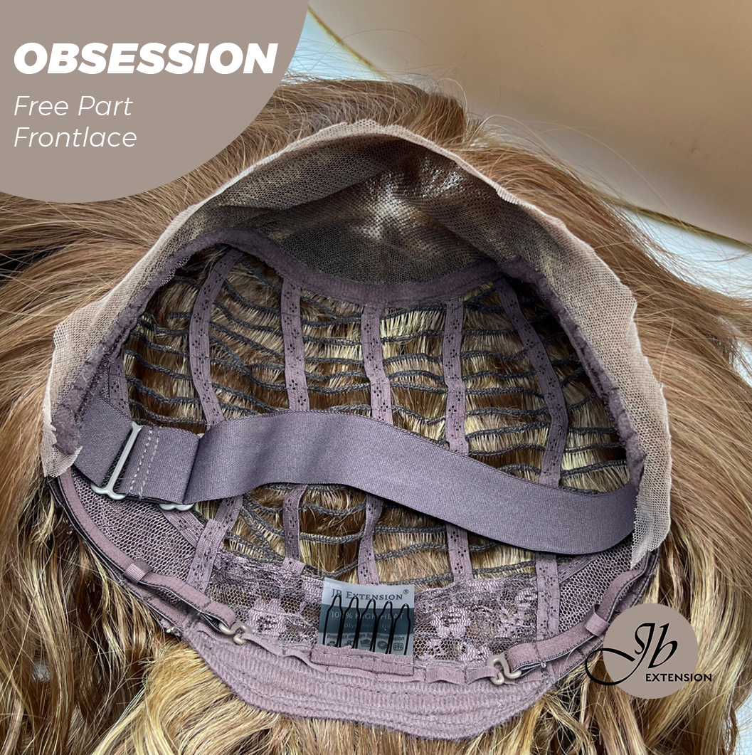 JBEXTENSION 24 Inches Brown With Highlight Wave 13X6 Pre-Cut Free Part Frontlace Glueless Wig OBSESSION