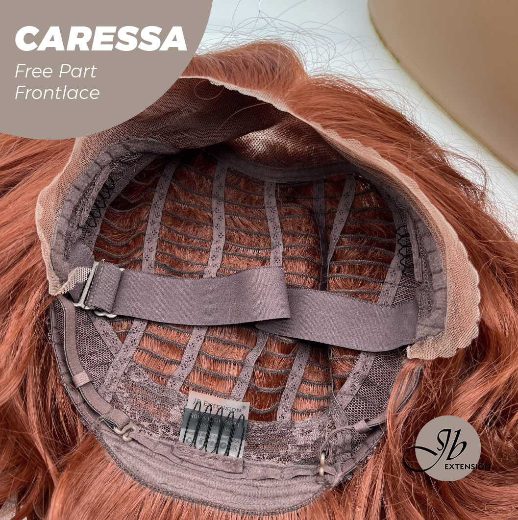 Nichole's Selection - 22 Inches Copper Curly Wave Free Part Frontlae Glueless Wig CARESSA