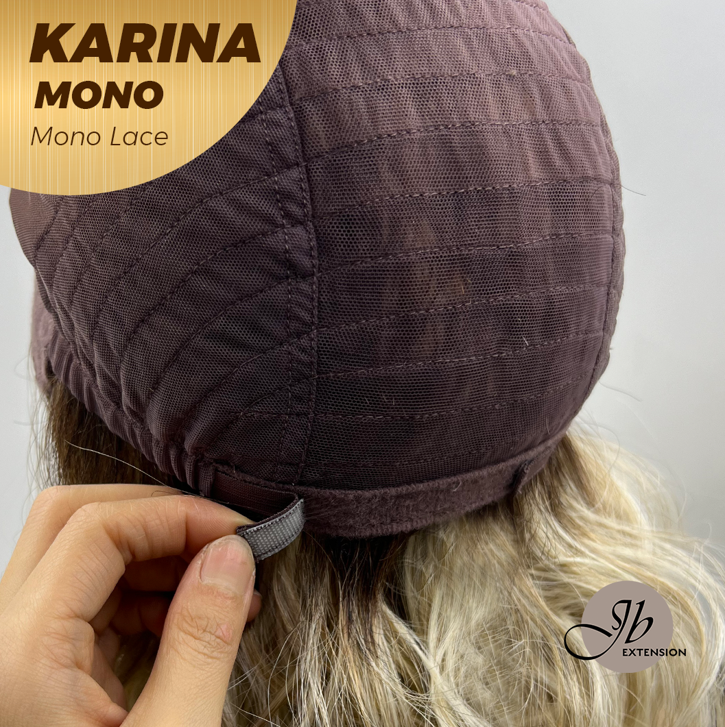 JBEXTENSION KARINA MONO Full Monofilament Handmade Full Lace Full Hand Tied Wig 14 Inches Blonde Mono Lace Handmade Futura Fiber Wig Glueless Wig KARINA MONO【BENDY EAR TABS】