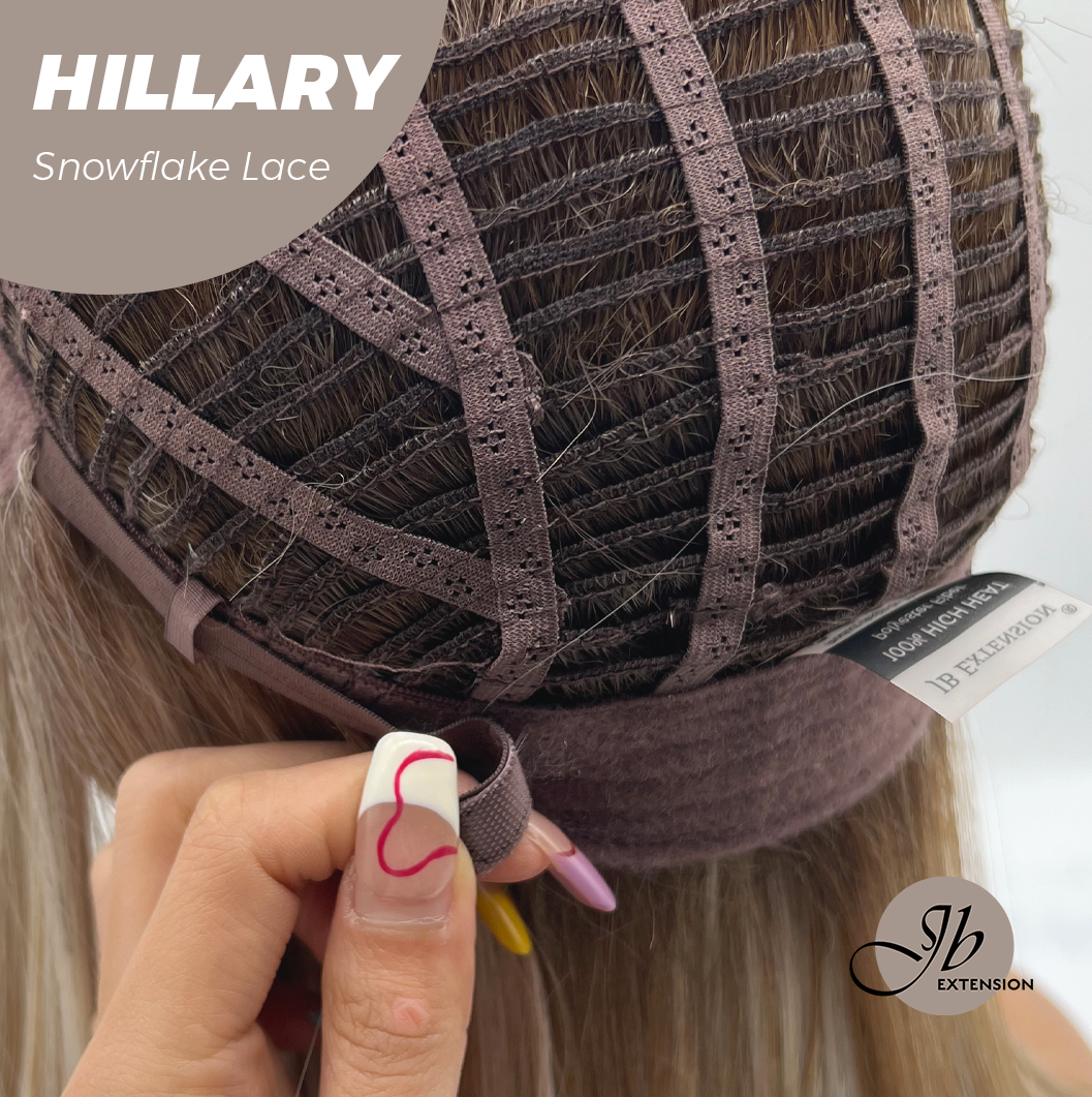 JBEXTENSION 16 Inches Blonde Straight Pre-Cut Side Part Snowflake Lace Frontlace Glueless Wig HILLARY SNOWFLAKE【BENDY EAR TABS】- S/M