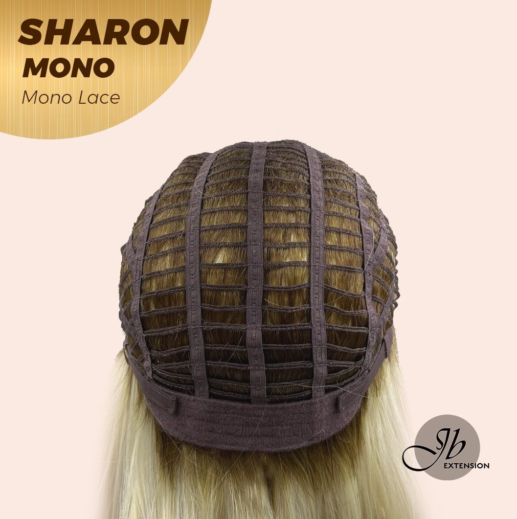 JBEXTENSION SHARON MONO Monofilament Handmade Wig 6X5 Full Monofilament Hand Tied Top Wig 20 Inches Platinum Blonde With Dark Root Wave Mono Lace Wig With Anti-slip Silicone Strips Glueless Wig SHARON MONO【BENDY EAR TABS】