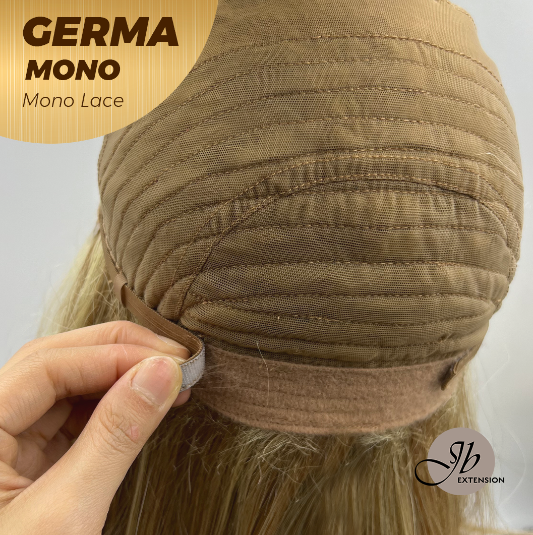 JBEXTENSION GERMA MONO Full Monofilament Handmade Full Lace Full Hand Tied Wig 20 Inches Honey Blonde Mono Lace Handmade Futura Fiber Wig Glueless Wig GERMA MONO【BENDY EAR TABS】