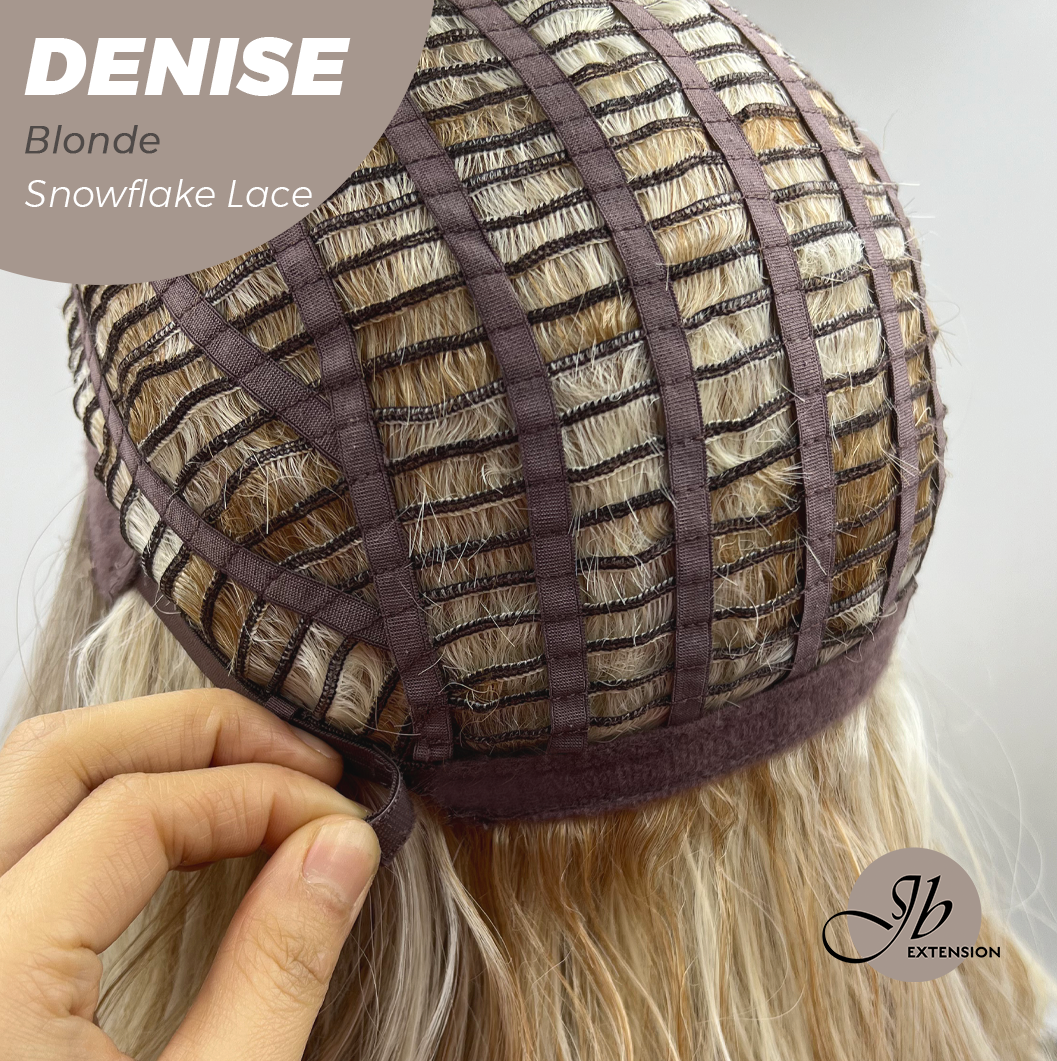JBEXTENSION 24 Inches Blonde Wave Pre-Cut Snowflake Lace Frontlace Glueless Wig DENISE BLONDE【PERMATEASE】【BENDY EAR TABS】- M/L