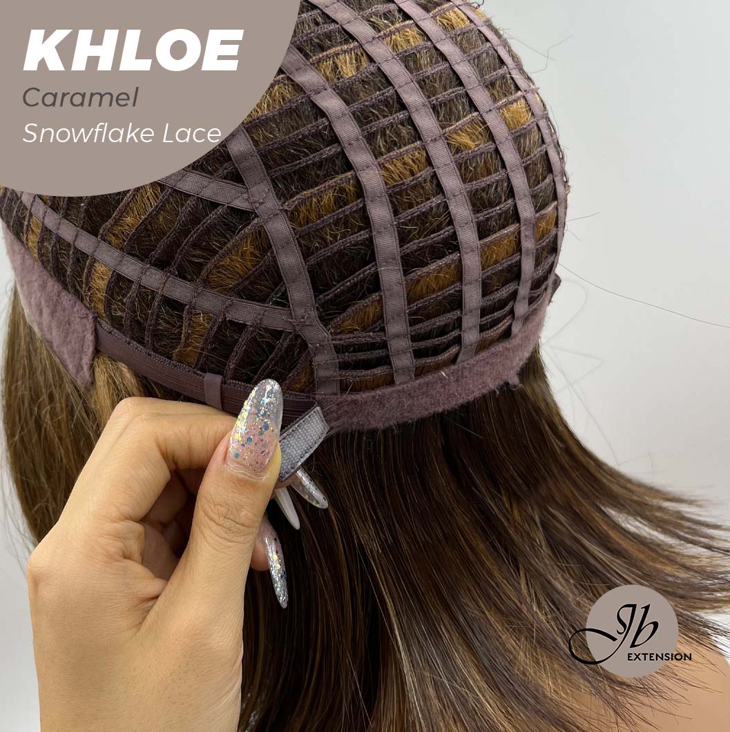 Nichole's Selection - 12 Inches Bob Cut Caramel Pre-Cut Snowflake Lace Frontlace Glueless Wig KHLOE LACE【PERMATEASE】【BENDY EAR TABS】