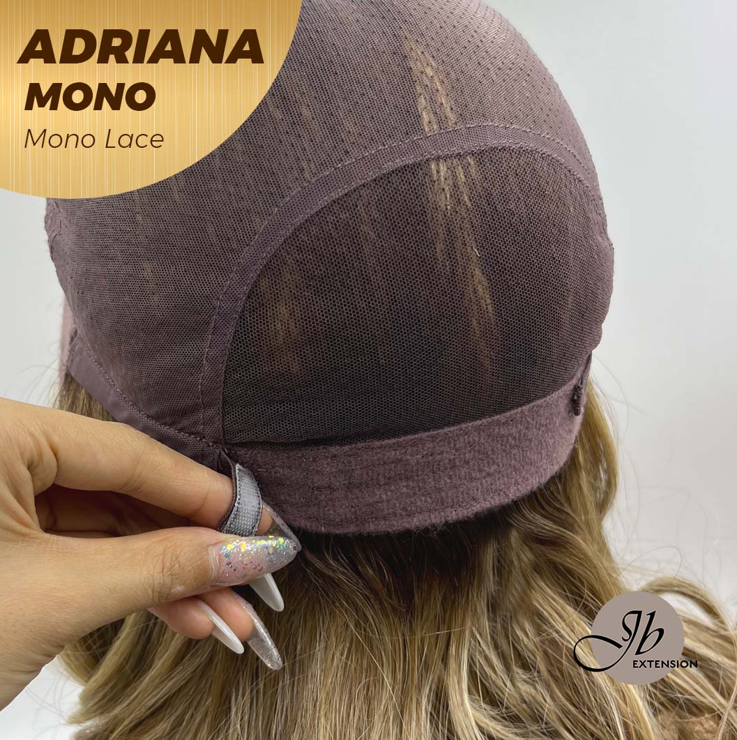 [PRE-ORDER] JBEXTENSION ADRIANA MONO Full Monofilament Handmade Full Lace Full Hand Tied Wig 14 Inches Blonde With Dark Root Wave Mono Lace Handmade Futura Fiber Wig With Anti-slip Silicone Strips Glueless Wig Adriana Mono【BENDY EAR TABS】