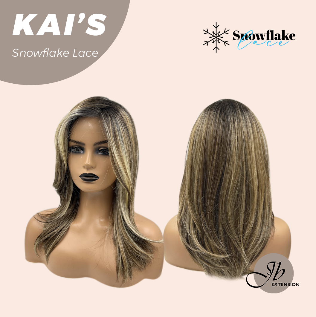 HOT OF SEASON - 18 Inches Mix Blonde Pre-Cut Snowflake Lace Frontlace Glueless Wig KAI'S【PERMATEASE】【BENDY EAR TABS】