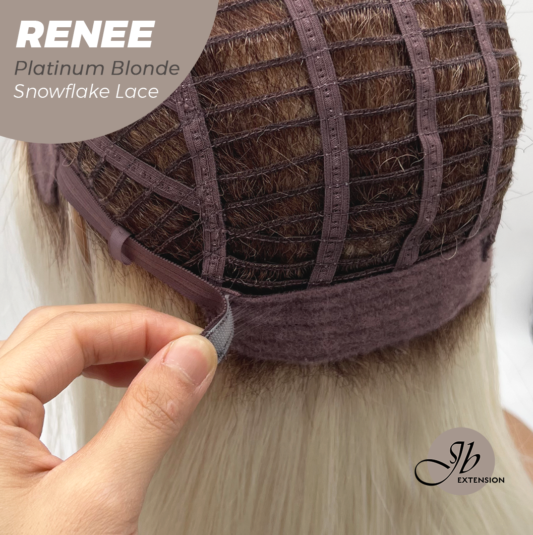 JBEXTENSION 21 Inches Platinum Blonde Pre-Cut T Part Snowflake Lace Frontlace Glueless Wig RENEE PLATINUM BLONDE【BENDY EAR TABS】