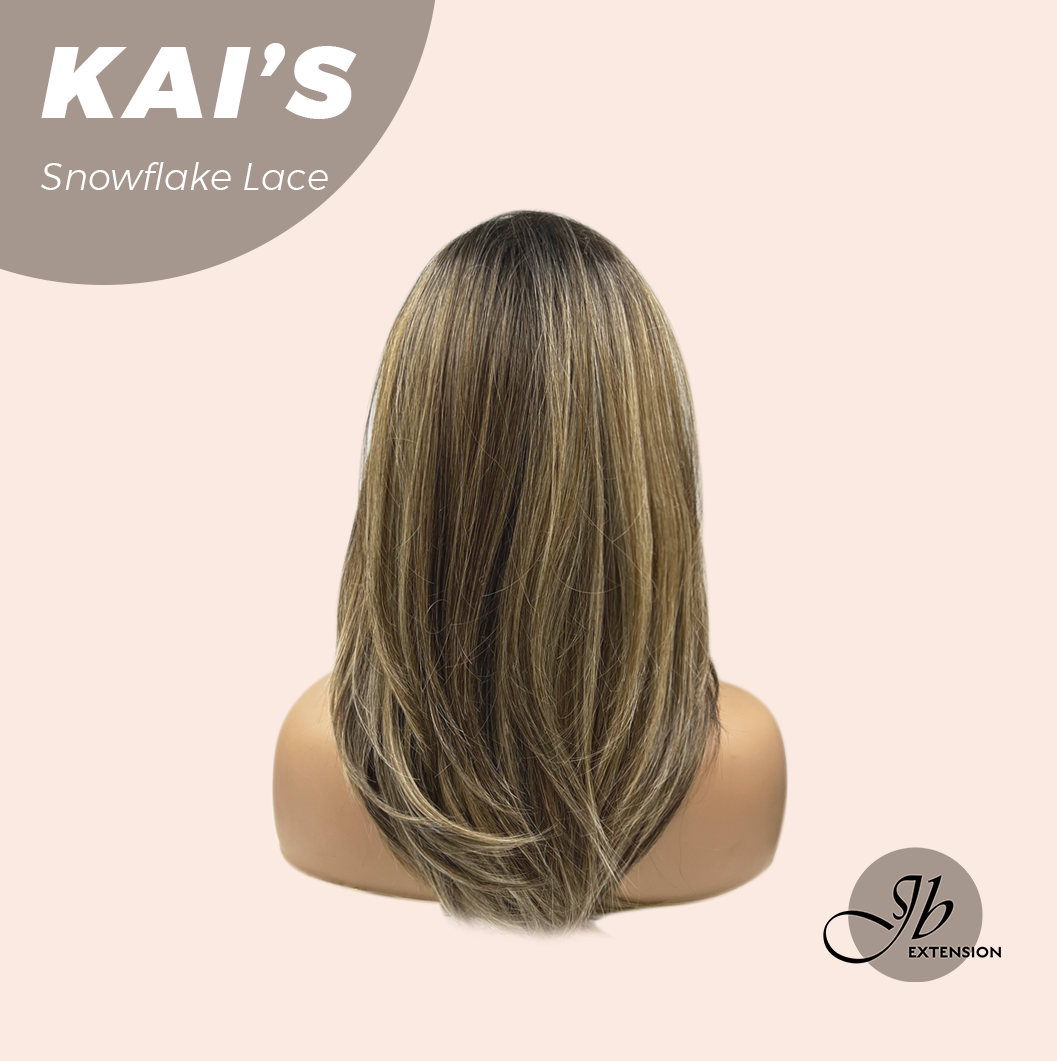 HOT OF SEASON - 18 Inches Mix Blonde Pre-Cut Snowflake Lace Frontlace Glueless Wig KAI'S【PERMATEASE】【BENDY EAR TABS】