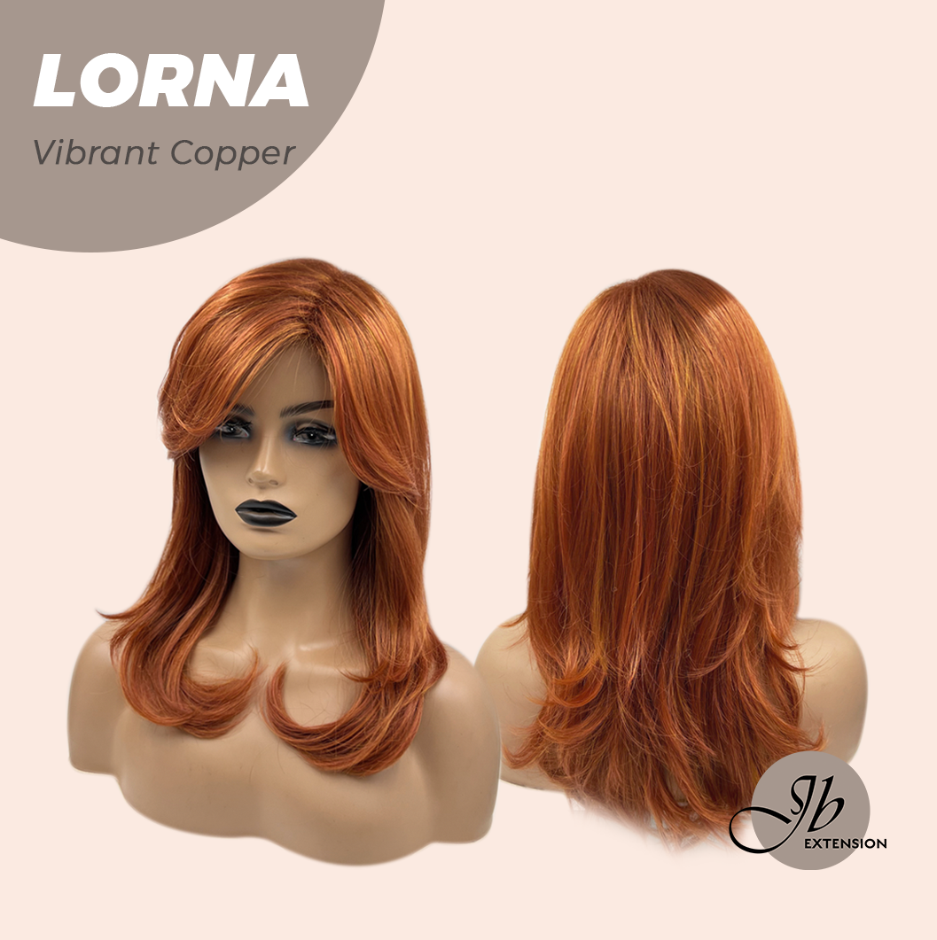 HOT OF SEASON - 18 Inches Vibrant Copper Curly Women Fashion Full Machine Wig With Bangs LORNA VIBRANT COPPER【PLUS PERMATEASE】【BENDY EAR TABS】