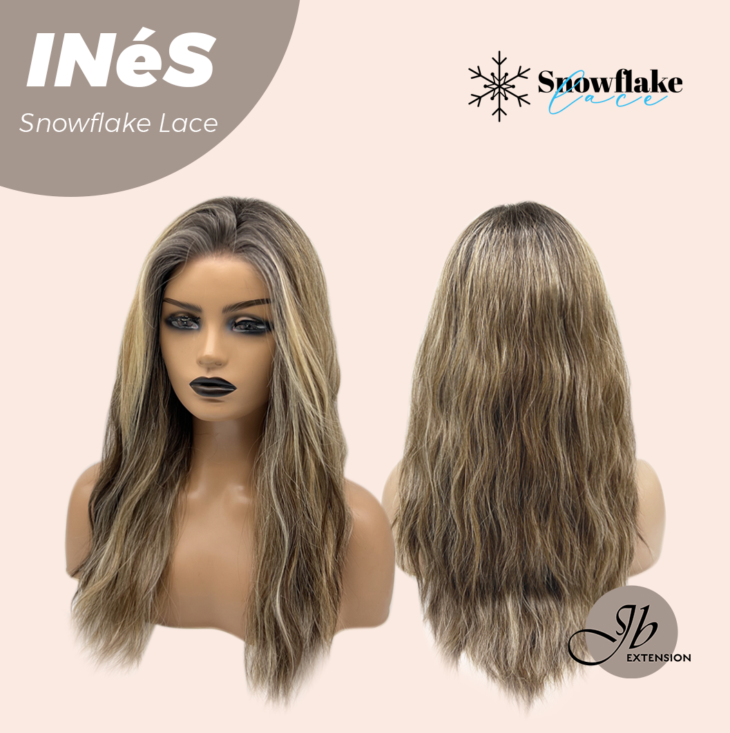 JBEXTENSION 22 Inches Mix Blonde Pre-Cut Snowflake Lace Frontlace Glueless Wig INéS SNOWFLAKE【PERMATEASE】【BENDY EAR TABS】- S/M