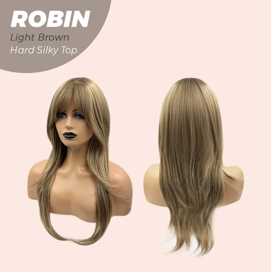 JBEXTENSION 22 Inches  Scalpiana Light Brown Wolf Cut 3.5X4 Hard Silky Top Natural Scalp Effect Wig ROBIN LIGHT BROWN