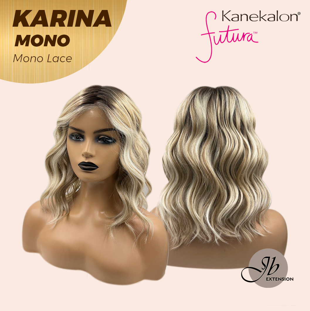 JBEXTENSION KARINA MONO Full Monofilament Handmade Full Lace Full Hand Tied Wig 14 Inches Blonde Mono Lace Handmade Futura Fiber Wig Glueless Wig KARINA MONO【BENDY EAR TABS】