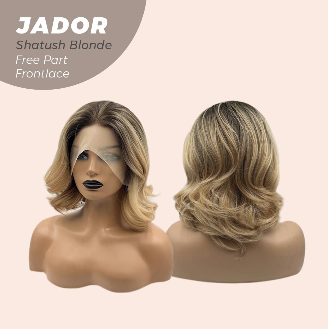 JBEXTENSION 10 Inches Shatush Dark Blonde Curly Lace Front Wig.Pre Plucked 13*4 HD Transparent Lace Frontal Handmade Futura Fiber Swiss Lace Synthetic Fiber Glueless Wig JADOR SHATUSH BLONDE