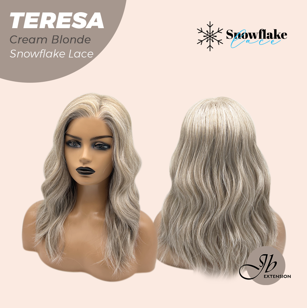 JBEXTENSION 18 Inches Cream Blonde Pre-Cut Snowflake Lace Frontlace Glueless Wig TERESA CREAM BLONDE【PERMATEASE】【BENDY EAR TABS】