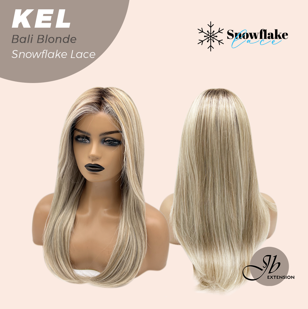 JBEXTENSION 22 Inches Bali Blonde Pre-Cut Snowflake Lace Frontlace Glueless Wig KEL BALI BLONDE【PERMATEASE】【BENDY EAR TABS】- S/M