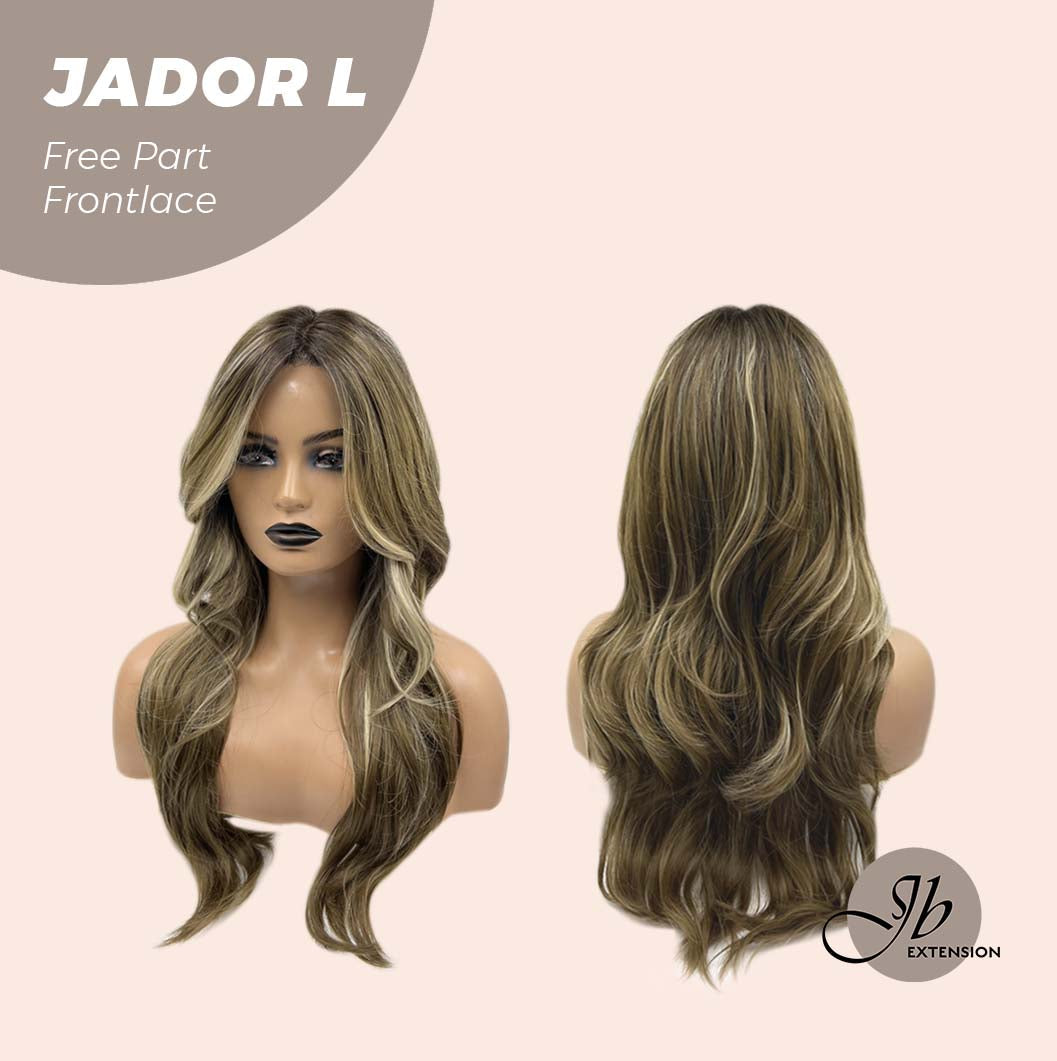 JBEXTENSION 24 Inches Blonde Highlight Curly Lace Front Wig.Pre Plucked 13*4 HD Transparent Lace Frontal Handmade Futura Fiber Swiss Lace Synthetic Fiber Pre-Cut Lace Glueless Wig JADOR L