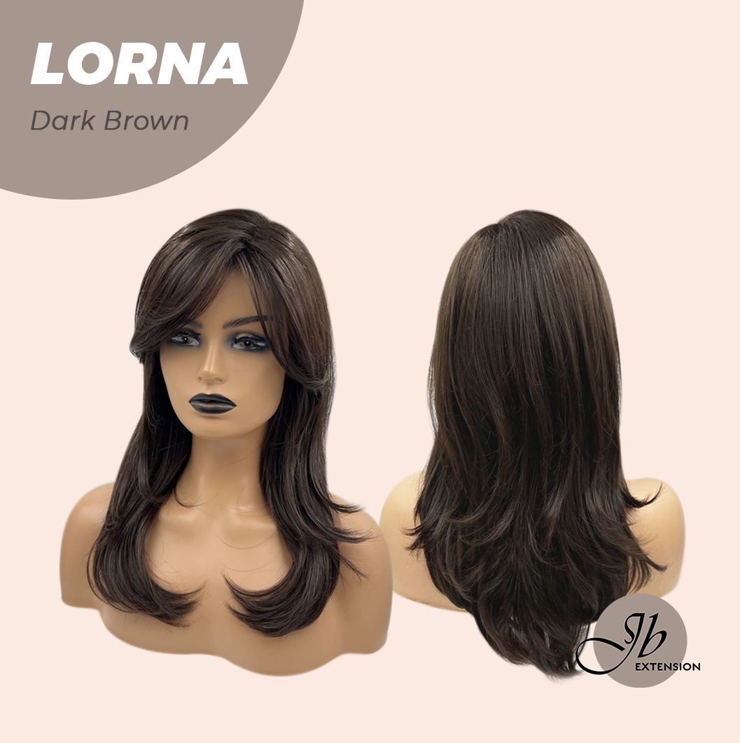 HOT OF SEASON -18 Inches Dark Brown Curly Women Fashion Full Machine Wig With Bangs LORNA DARK BROWN【PLUS PERMATEASE】【BENDY EAR TABS】