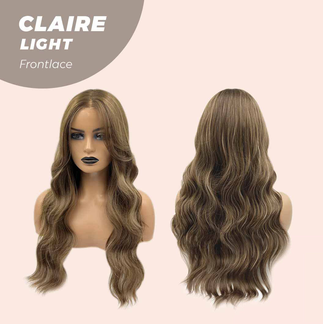 JBEXTENSION 24 Inches Body Wave Light Brown With Highlight Pre-Cut Frontlace Glueless Wig CLAIRE LIGHT