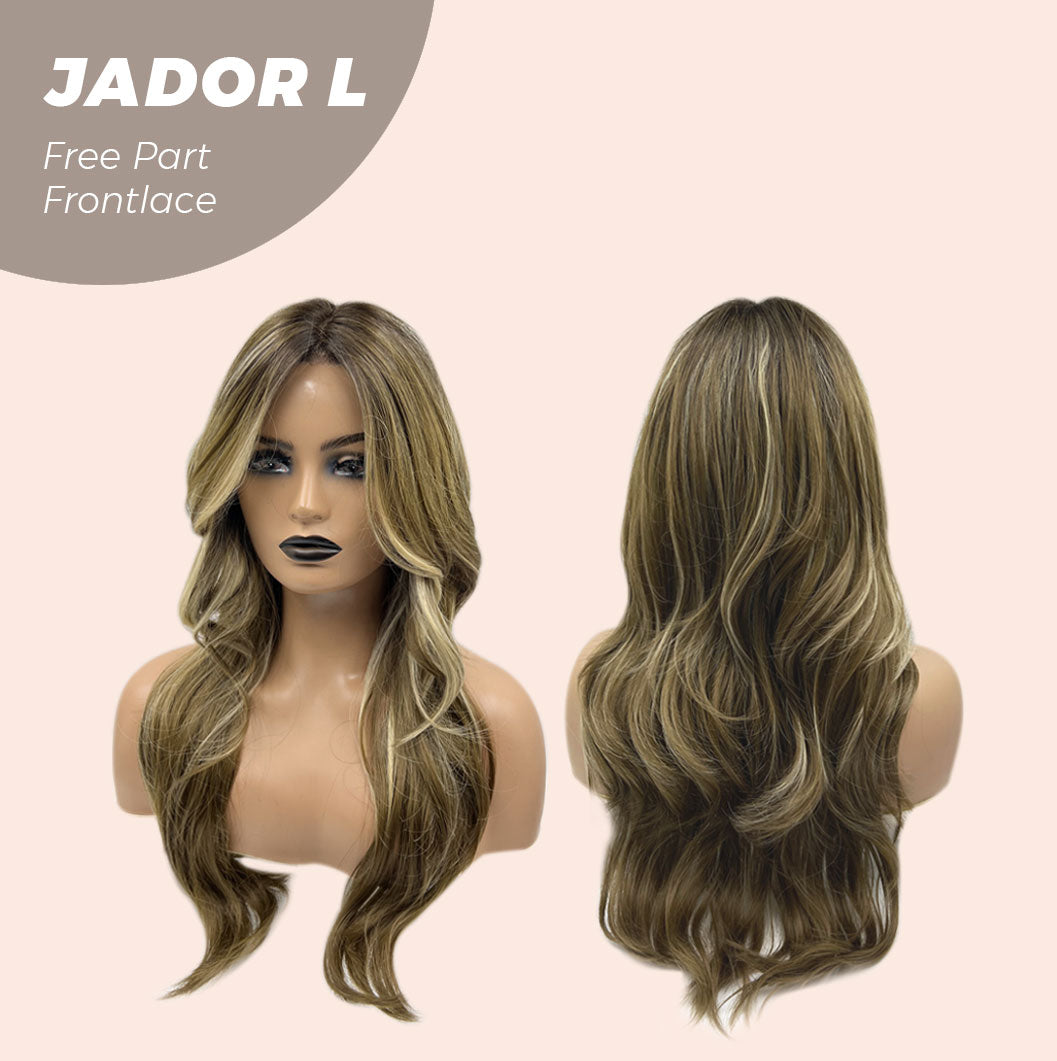 Silvia Highly Recommended- 24 Inches Mix Brown Curly Lace Front Wig.Pre Plucked 13*4 HD Transparent Lace Frontal Handmade Futura Fiber Swiss Lace Synthetic Fiber Pre-Cut Lace Glueless Wig JADOR L