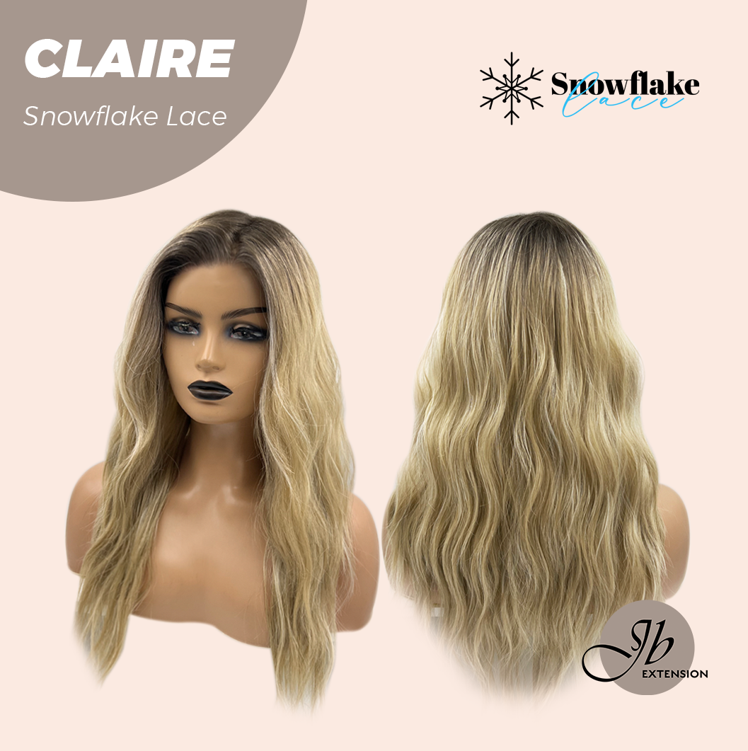JBEXTENSION 22 Inches Mix Blonde Pre-Cut Snowflake Lace Frontlace Glueless Wig CLAIRE SNOWFLAKE【PERMATEASE】【BENDY EAR TABS】- M/L