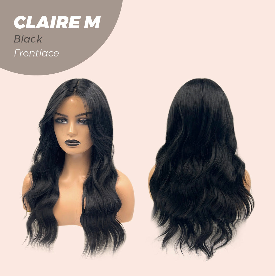 JBEXTENSION 22 Inches Body Wave Jet Black Pre-Cut Frontlace Glueless Wig CLAIRE M BLACK