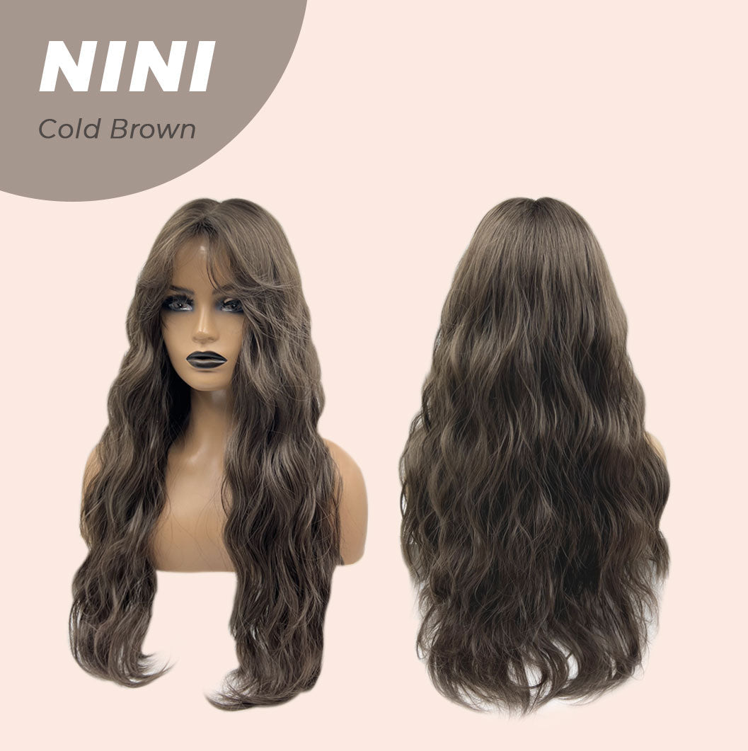 JBEXTENSION 24 Inches Cold Brown Body Wave Wig With Cute Bangs NINI