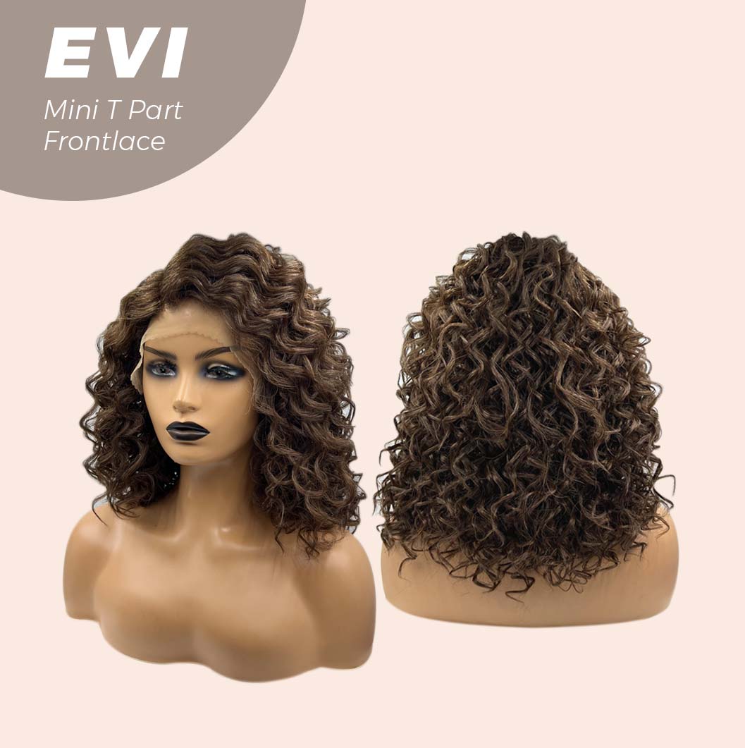 [PRE-ORDER] Nichole's Selection -15 Inches Deep Curly Brown Side Part Mini T Part Frontlace Glueless Wig EVI
