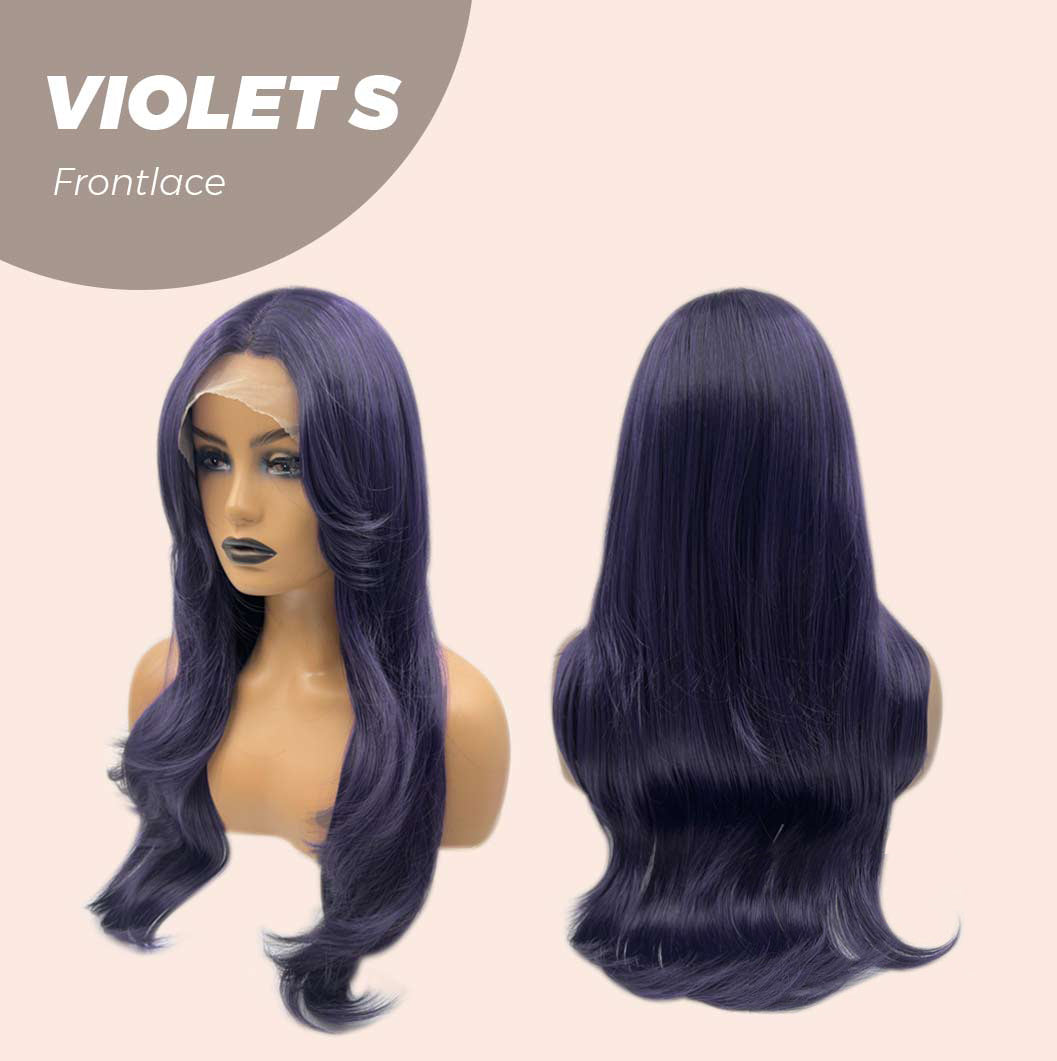 JBEXTENSION 26 Inches Dark Purple Color Long Curly Frontlace Glueless Wig VIOLET S