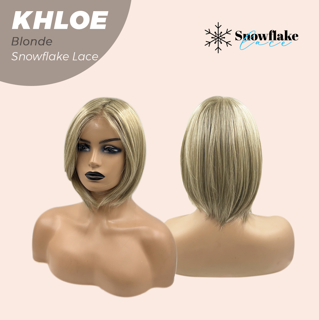 JBEXTENSION 12 Inches Bob Cut Blonde Pre-Cut Snowflake Lace Frontlace Glueless Wig KHLOE BLONDE【PERMATEASE】【BENDY EAR TABS】