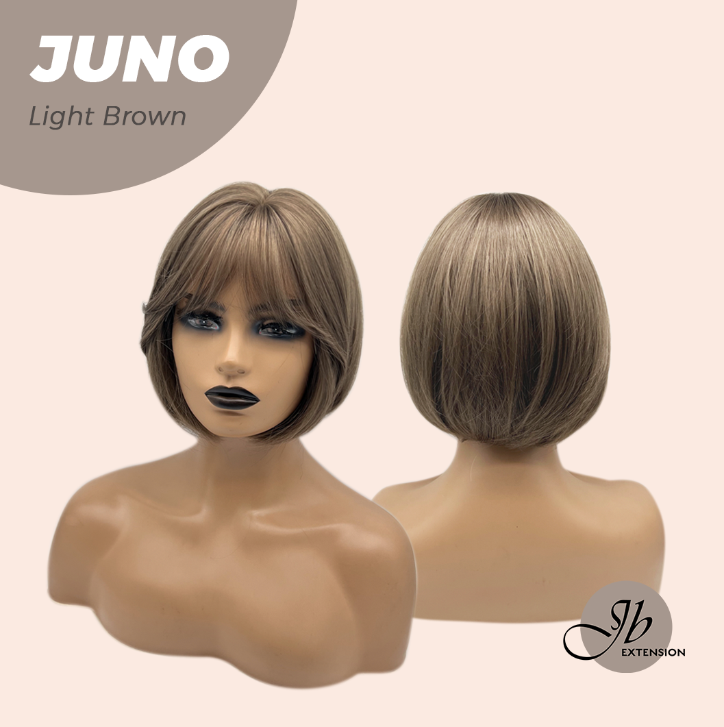 JBEXTENSION 10 Inches Short Light Brown Wig with Bangs JUNO LIGHT BROWN