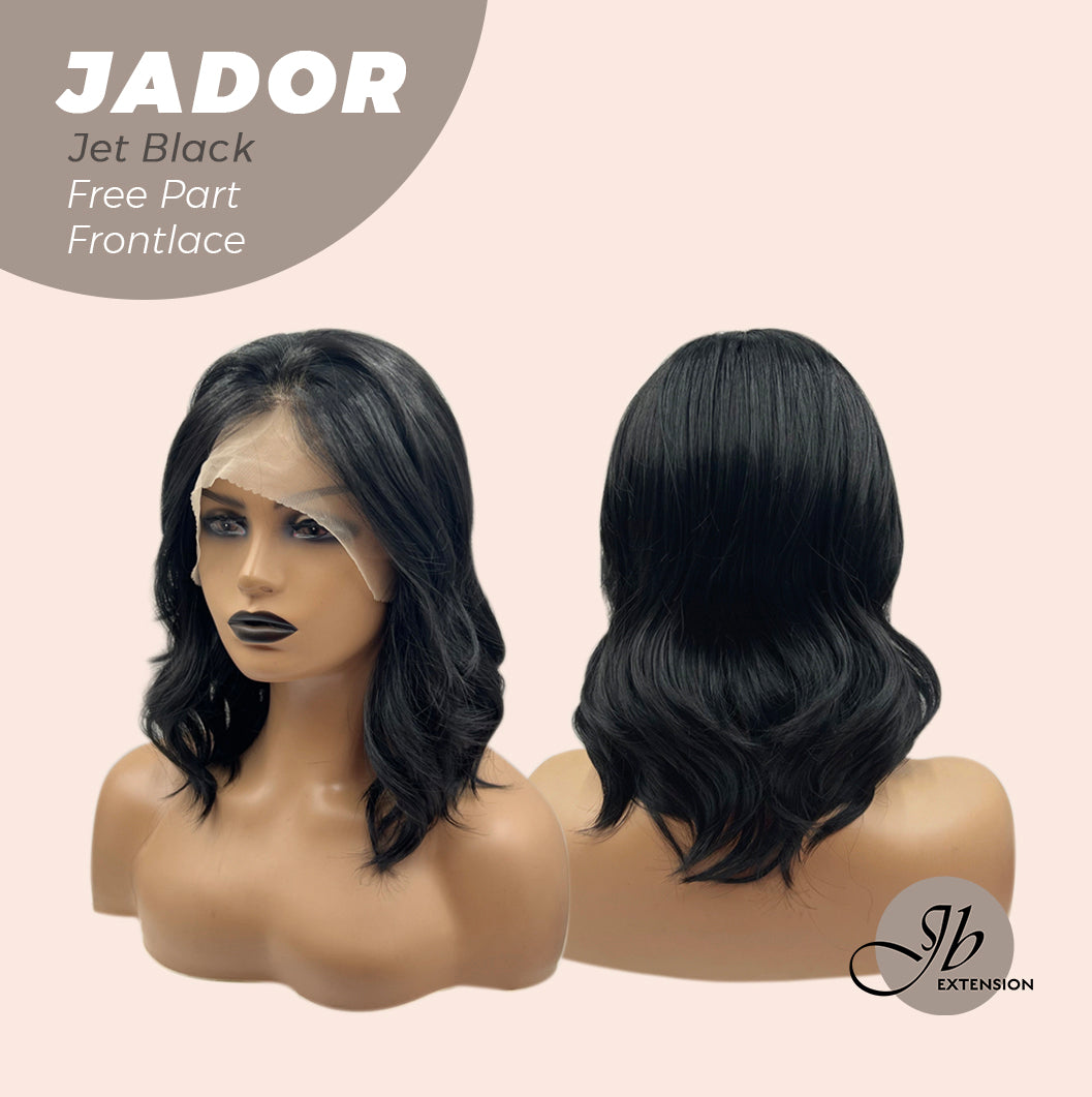 JBEXTENSION 10 Inches Jet Black Curly Lace Front Wig.Pre Plucked 13*3 HD Transparent Lace Frontal Handmade Futura Fiber Swiss Lace Synthetic Fiber Glueless Wig JADOR BLACK