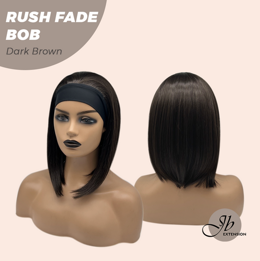 JBEXTENSION 12 Inches Short Hair Dark Brown Headband Wig RUSH FADE BOB - DARK BROWN