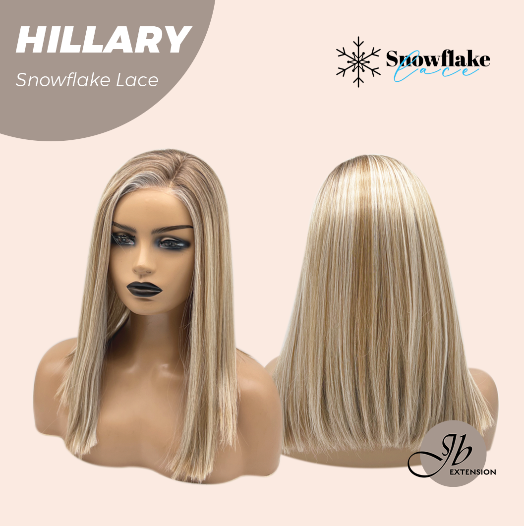 JBEXTENSION 16 Inches Blonde Straight Pre-Cut Side Part Snowflake Lace Frontlace Glueless Wig HILLARY SNOWFLAKE【BENDY EAR TABS】- S/M