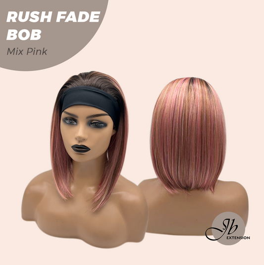 JBEXTENSION 12 Inches Short Hair Mix Pink Headband Wig RUSH FADE BOB - MIX PINK