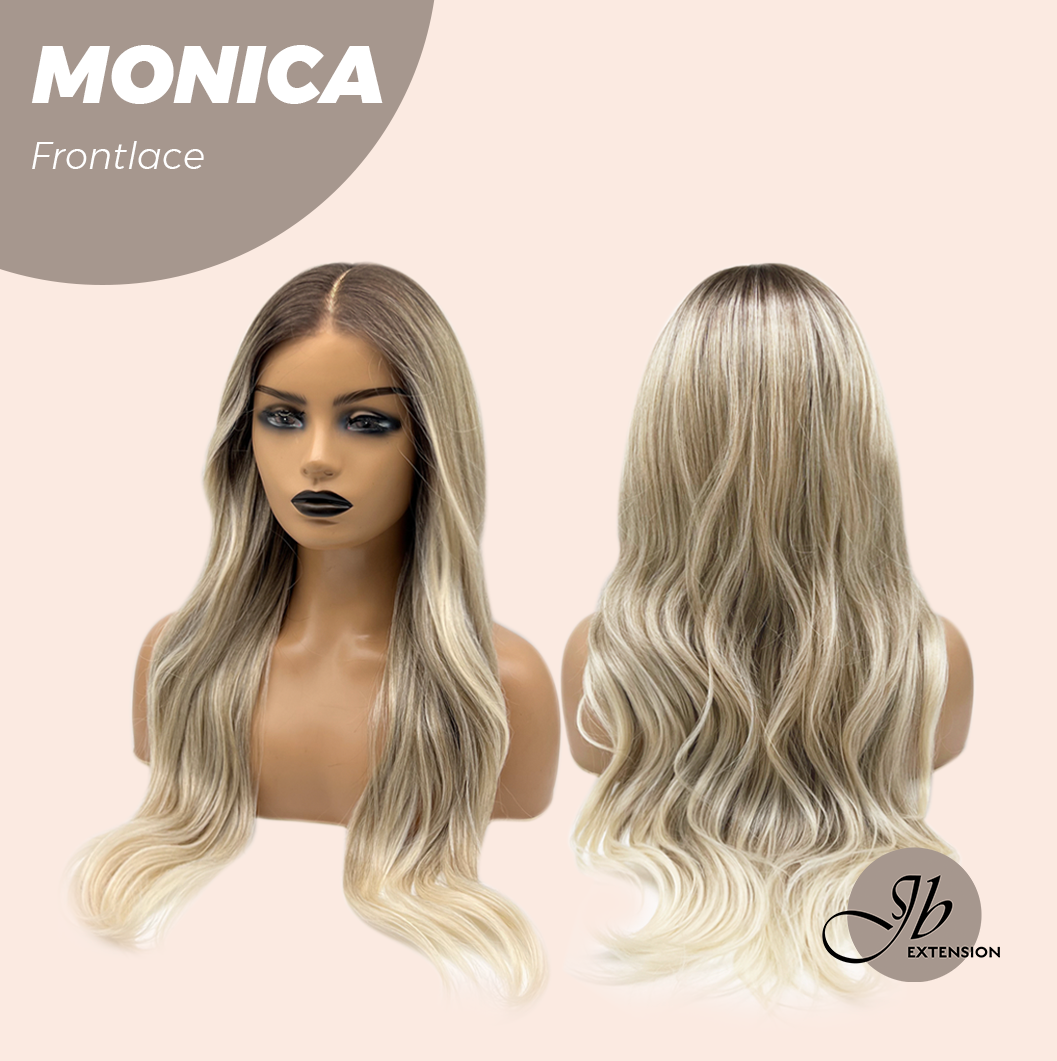 HOT OF SEASON - 26 Inches Curly Ash Blonde with Dark Root Pre-Cut Frontlace Glueless Wig MONICA