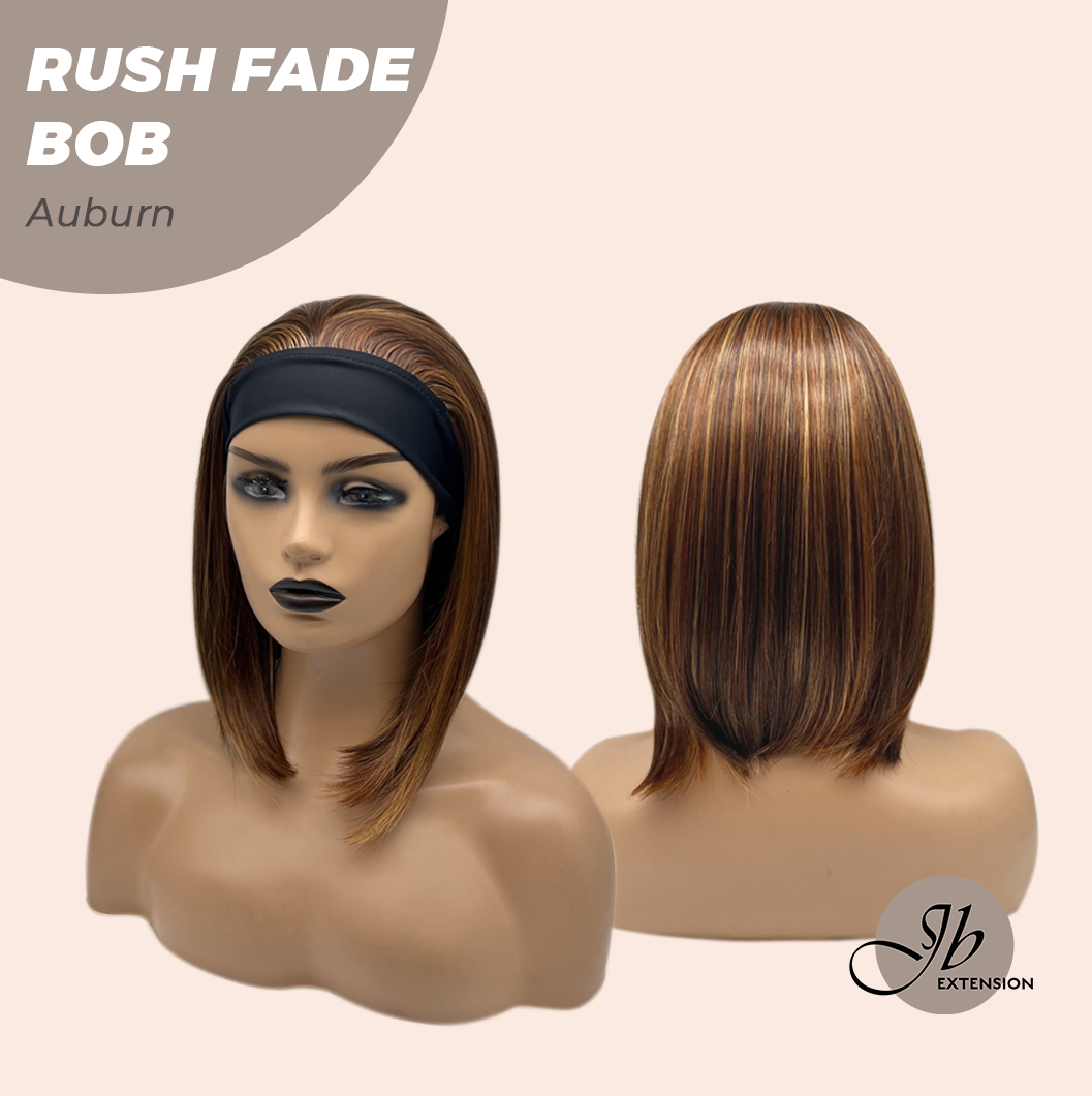JBEXTENSION 12 Inches Short Hair Auburn Highlight Headband Wig RUSH FADE BOB - AUBURN