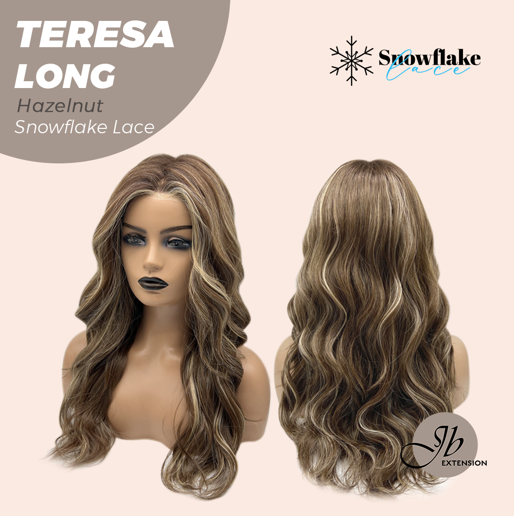 JBEXTENSION 22 Inches Long Hazelnut Pre-Cut Snowflake Lace Frontlace Glueless Wig TERESA LONG HAZELNUT【PERMATEASE】【BENDY EAR TABS】- M/L