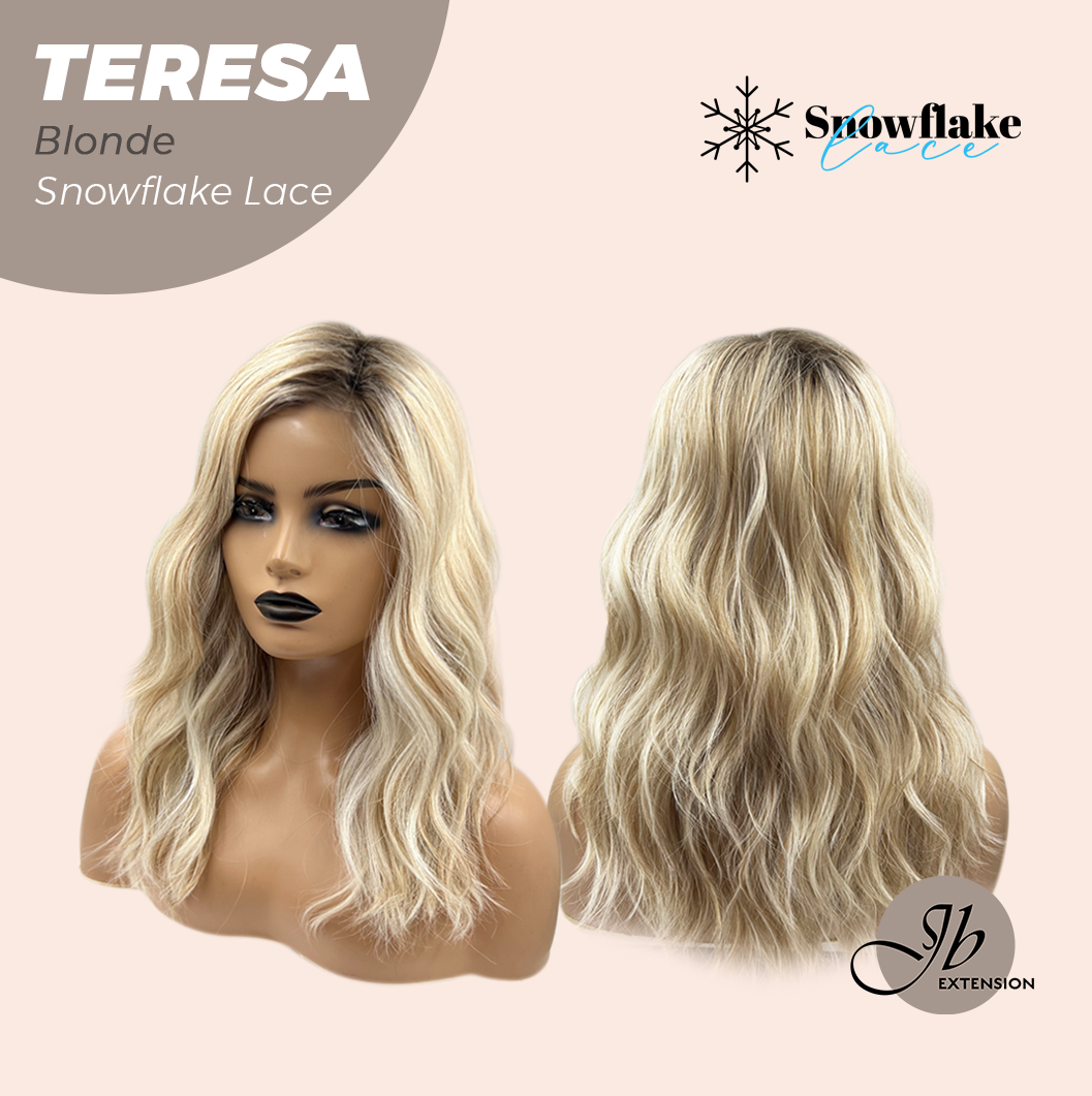 JBEXTENSION 18 Inches Mix Blonde Pre-Cut Snowflake Lace Frontlace Glueless Wig TERESA BLONDE【PERMATEASE】【BENDY EAR TABS】- M/L