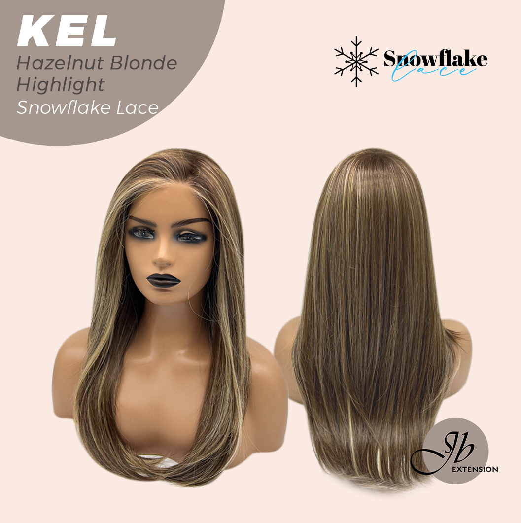[PRE-ORDER] JBEXTENSION 22 Inches Hazelnut Blonde Highlight Pre-Cut Snowflake Lace Frontlace Glueless Wig KEL HAZELNUT【PERMATEASE】【BENDY EAR TABS】