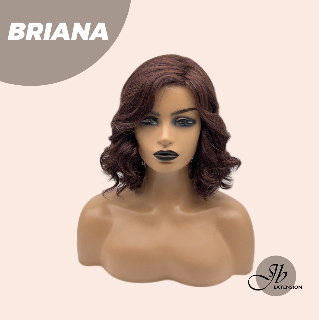 JBEXTENSION 13 Inches Dark Red Curly Women Fashion Full Machine Wig With Bangs BRIANA【PLUS PERMATEASE】【BENDY EAR TABS】