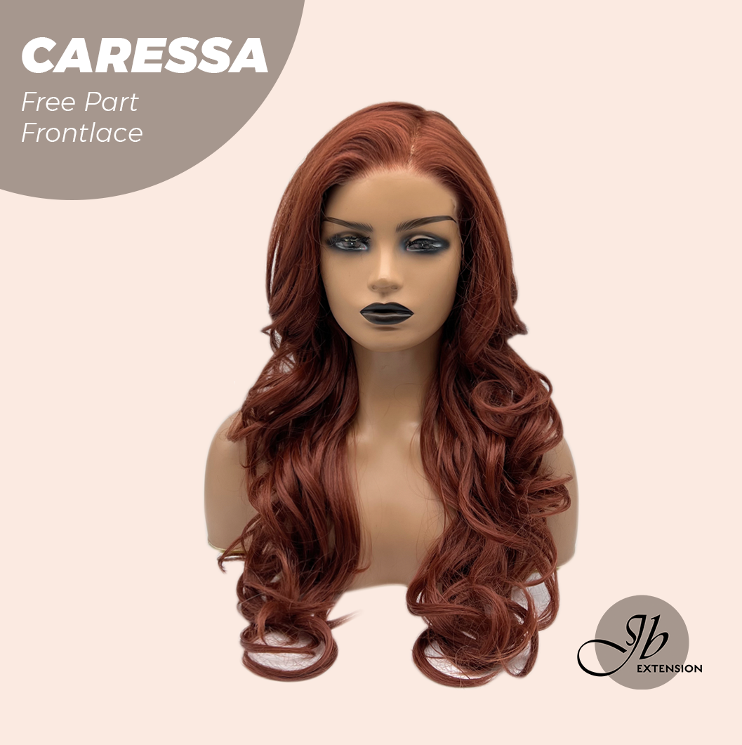 JBEXTENSION 22 Inches Copper Curly Wave 13X6 Pre-Cut Free Part Frontlae Glueless Wig CARESSA