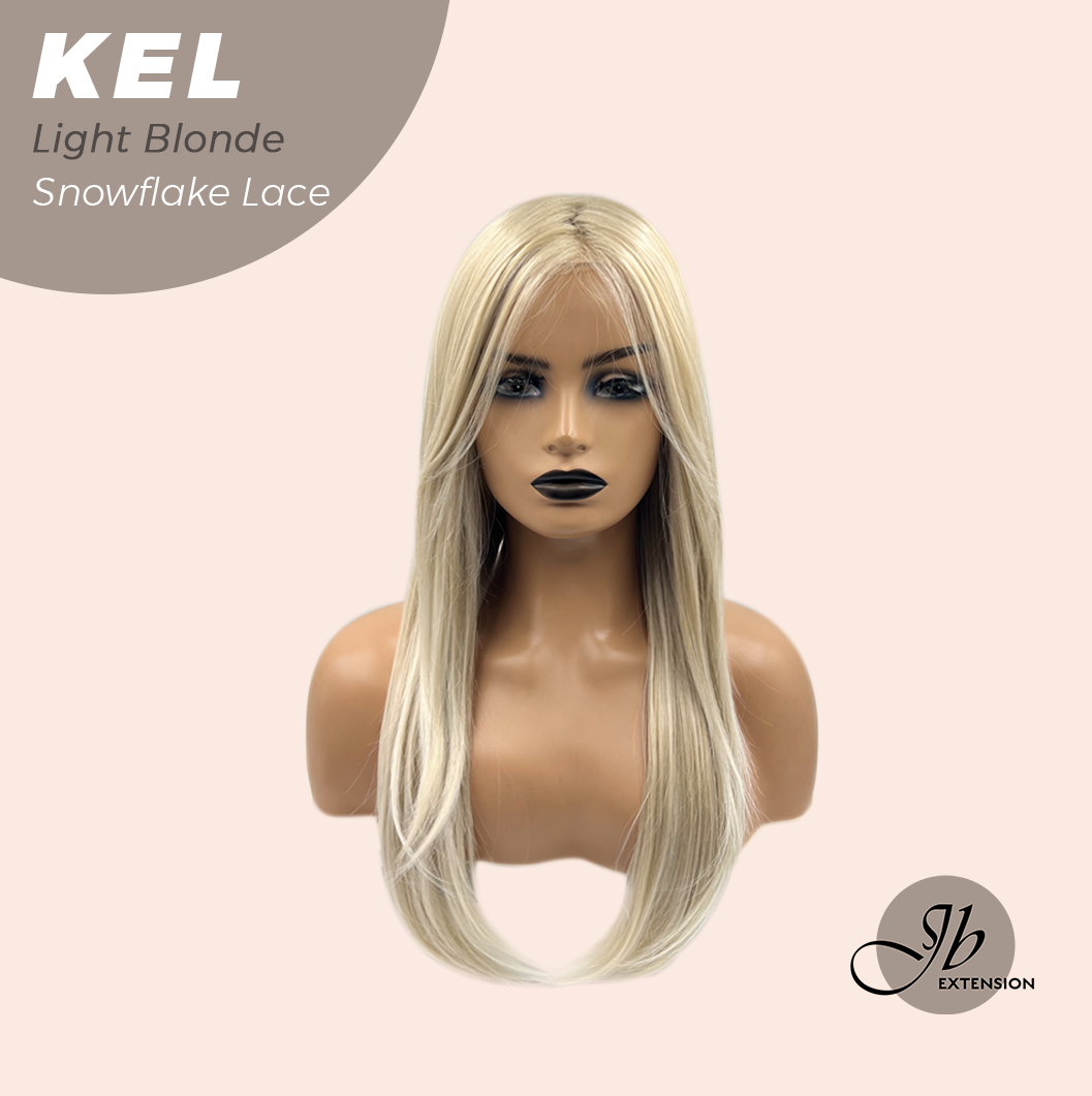 JBEXTENSION 22 Inches Light Blonde Pre-Cut Snowflake Lace Frontlace Glueless Wig KEL LIGHT BLONDE【PERMATEASE】【BENDY EAR TABS】- S/M